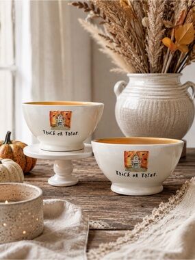 Rae Dunn Bowl‎s Haunted House Halloween Set 2 Home Kitchen Dining Decor